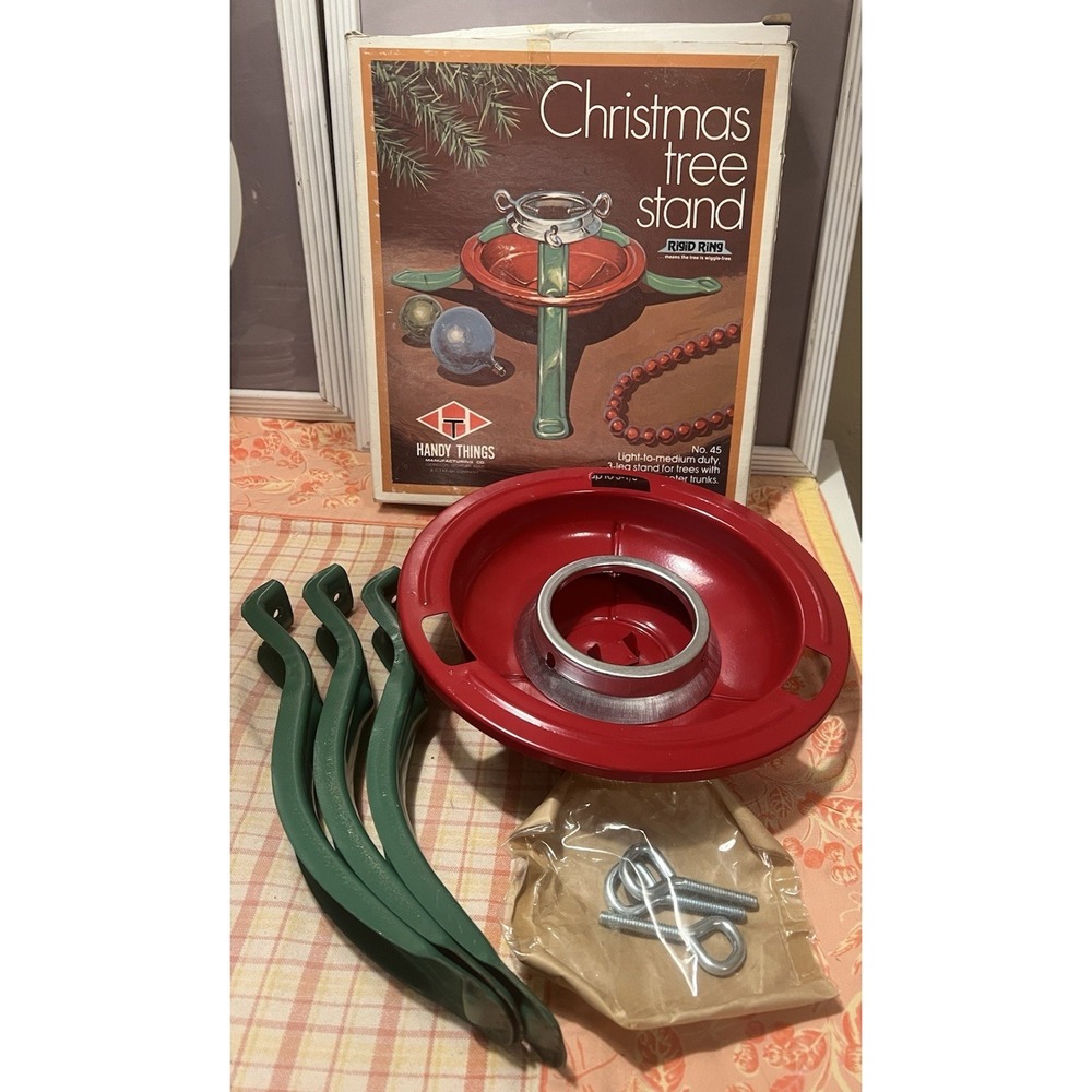Vintage Handy Things No 45 Christmas Tree Stand In Original Box Up to 3 1/8" NIB
